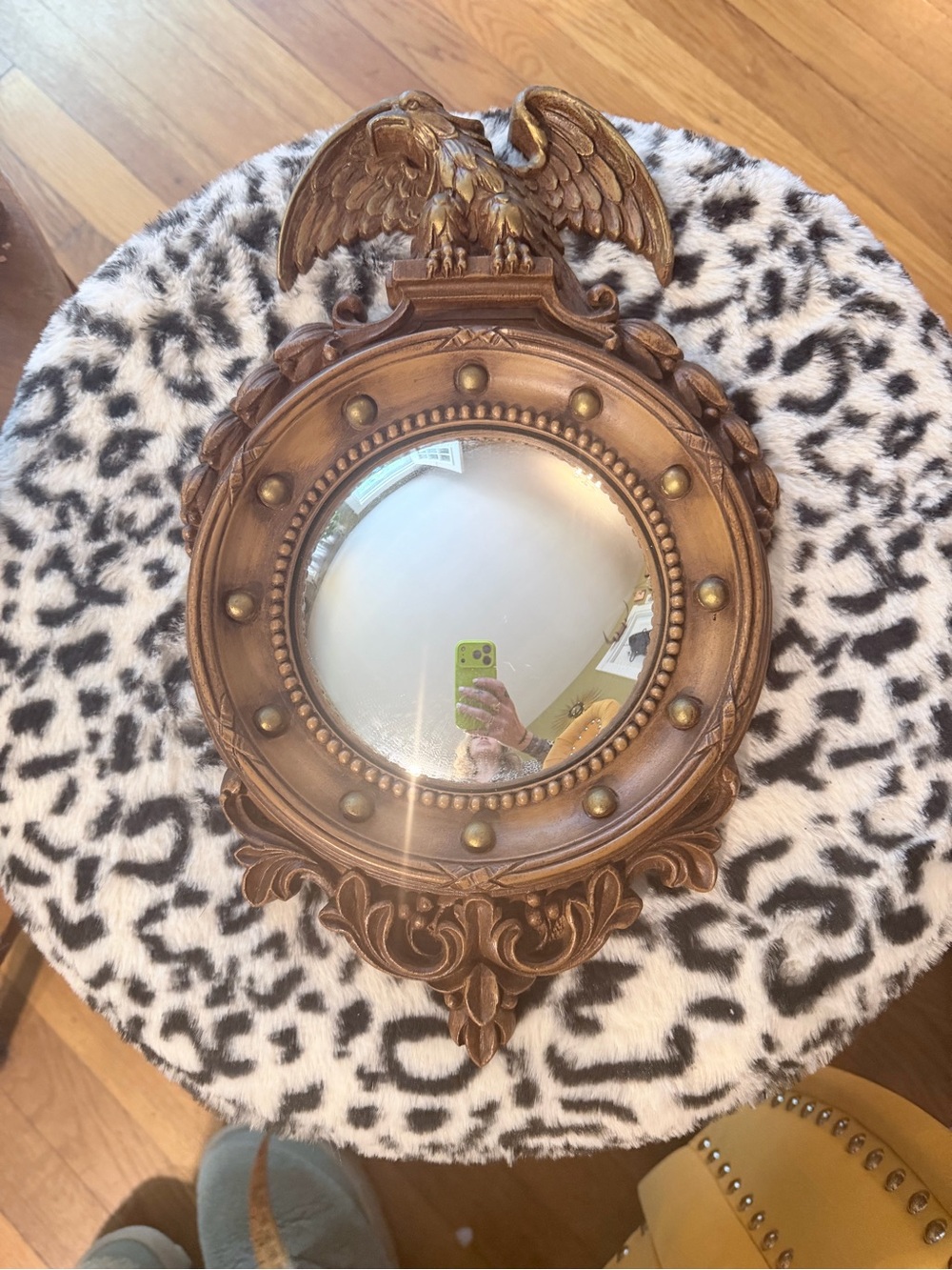 Vintage Gold Eagle Convex Wall Mirror